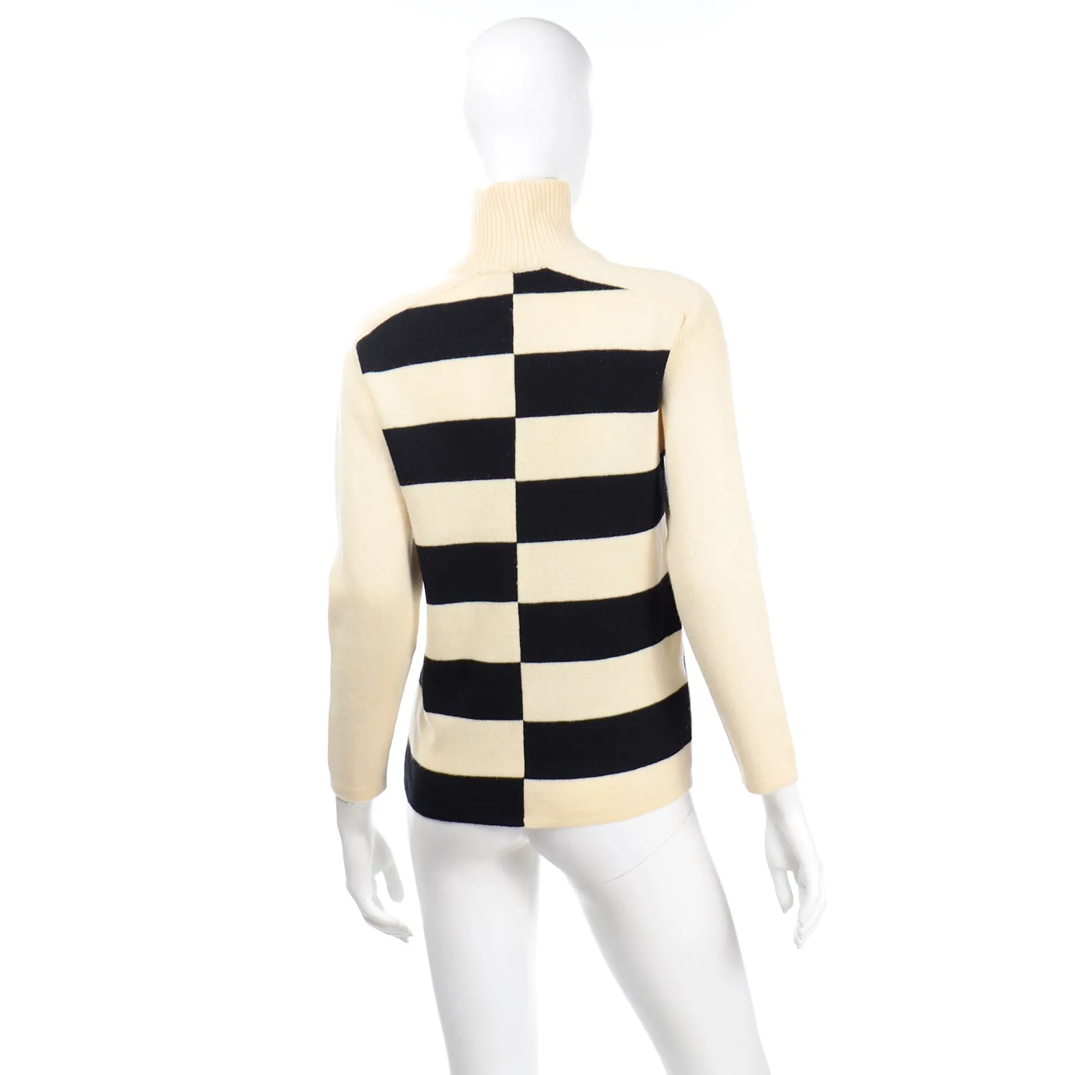 1960s White Stag Abstract Black & Cream Stripe Vintage Sweater