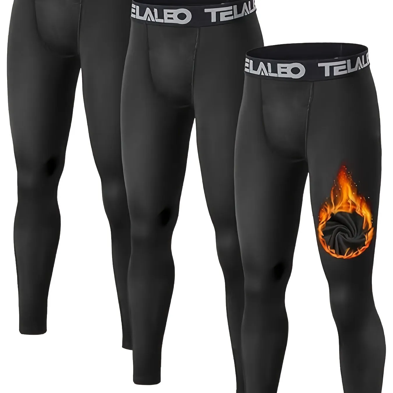 3 Pcs Boys Thermal Compression Leggings Pants, Youth Fleece Lined Base Layer Tights, Cold Weather Gear