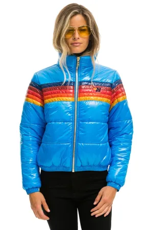 5 STRIPE LUXE APRES PUFFER JACKET - GLOSSY BLUE