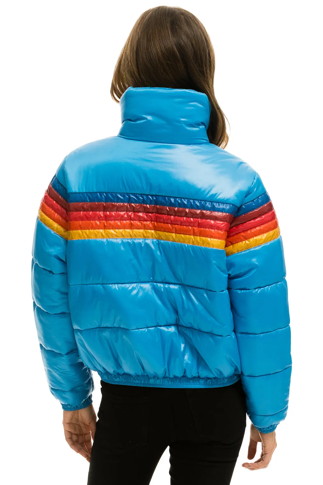 5 STRIPE LUXE APRES PUFFER JACKET - GLOSSY OCEAN