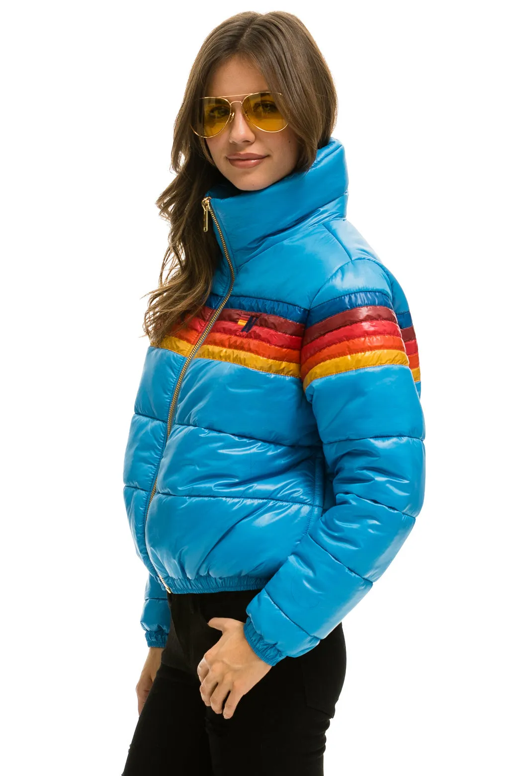 5 STRIPE LUXE APRES PUFFER JACKET - GLOSSY OCEAN