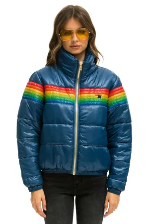 6 STRIPE LUXE APRES PUFFER JACKET - GLOSSY DEEP BLUE