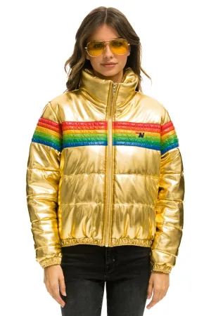 6 STRIPE LUXE APRES PUFFER JACKET - GLOSSY GOLDEN