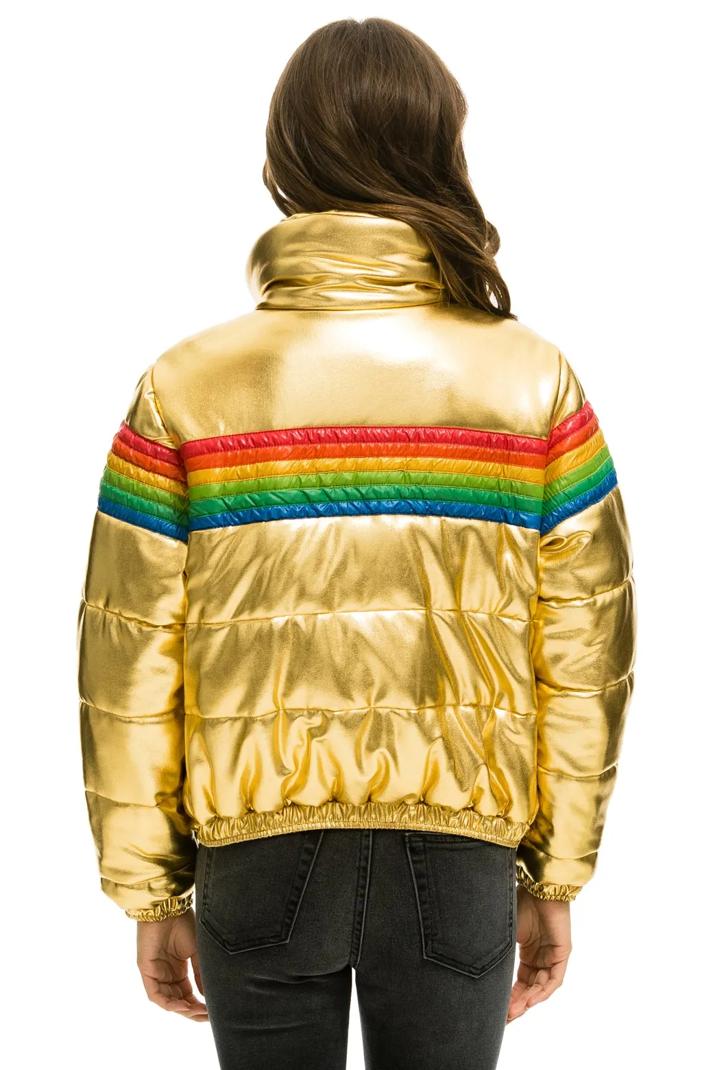 6 STRIPE LUXE APRES PUFFER JACKET - GLOSSY GOLDEN