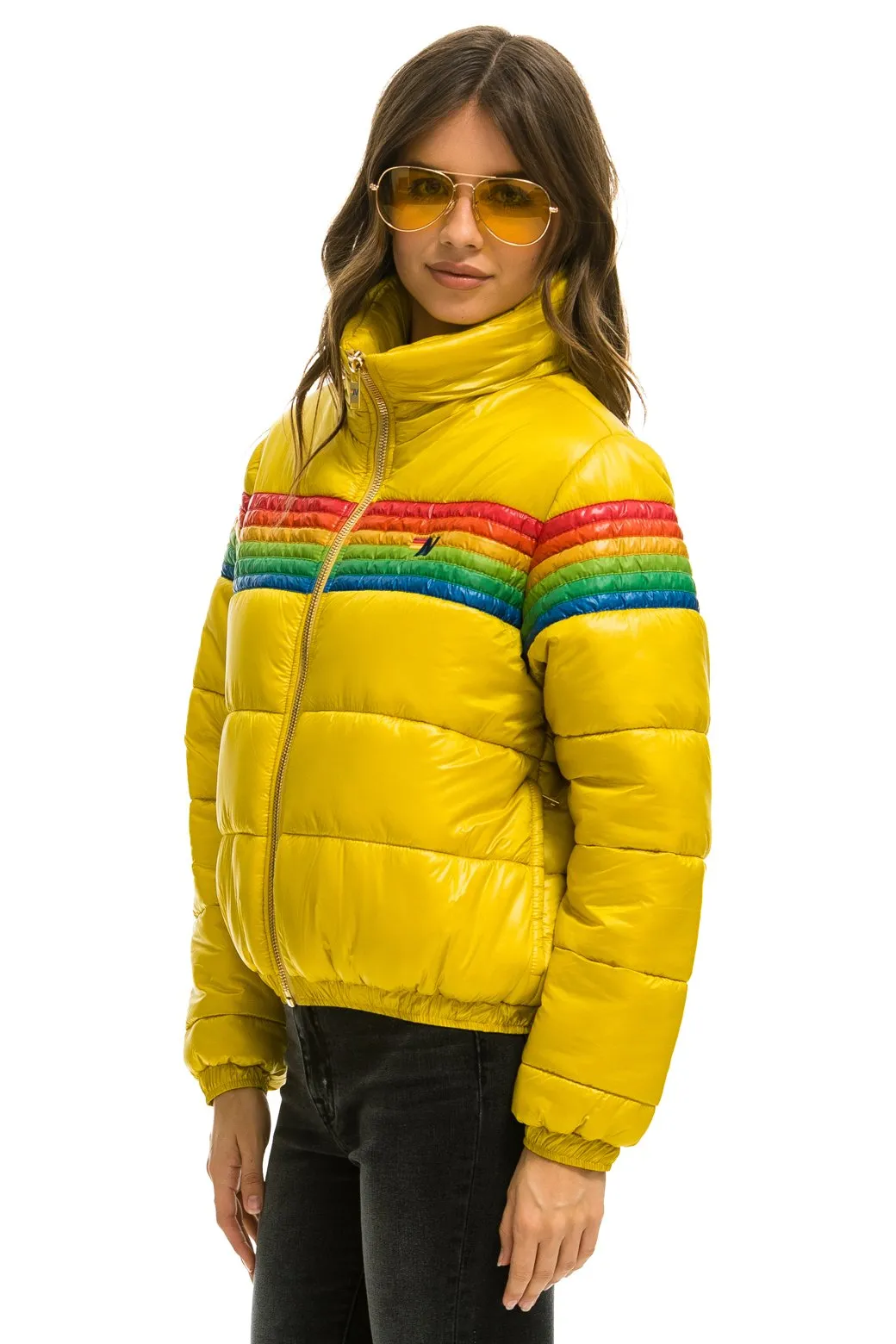 6 STRIPE LUXE APRES PUFFER JACKET - GLOSSY HONEY