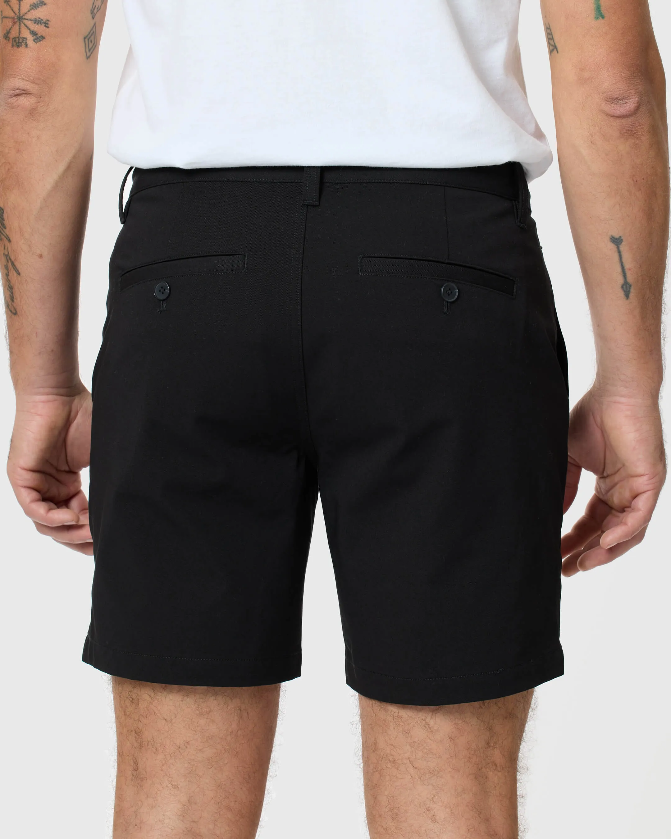 7" Black Classic Twill Shorts