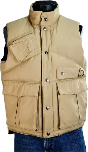 80s Camel Khaki/Blue Reversible Puffer Vest     M