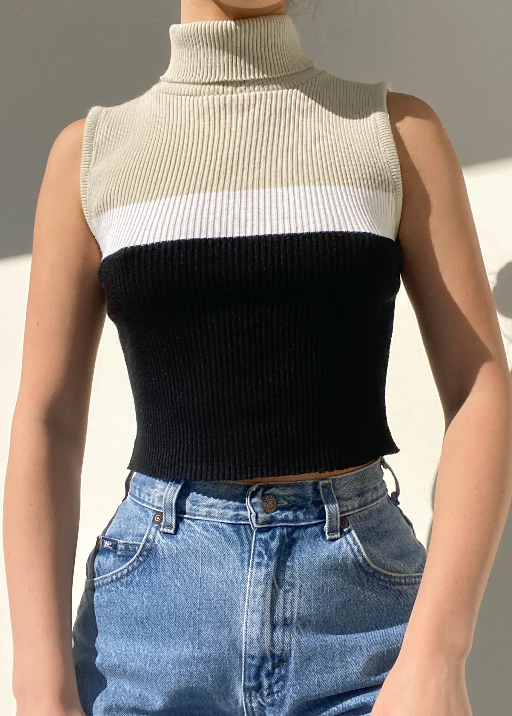 90's Ribbed Turtleneck Tank (S)