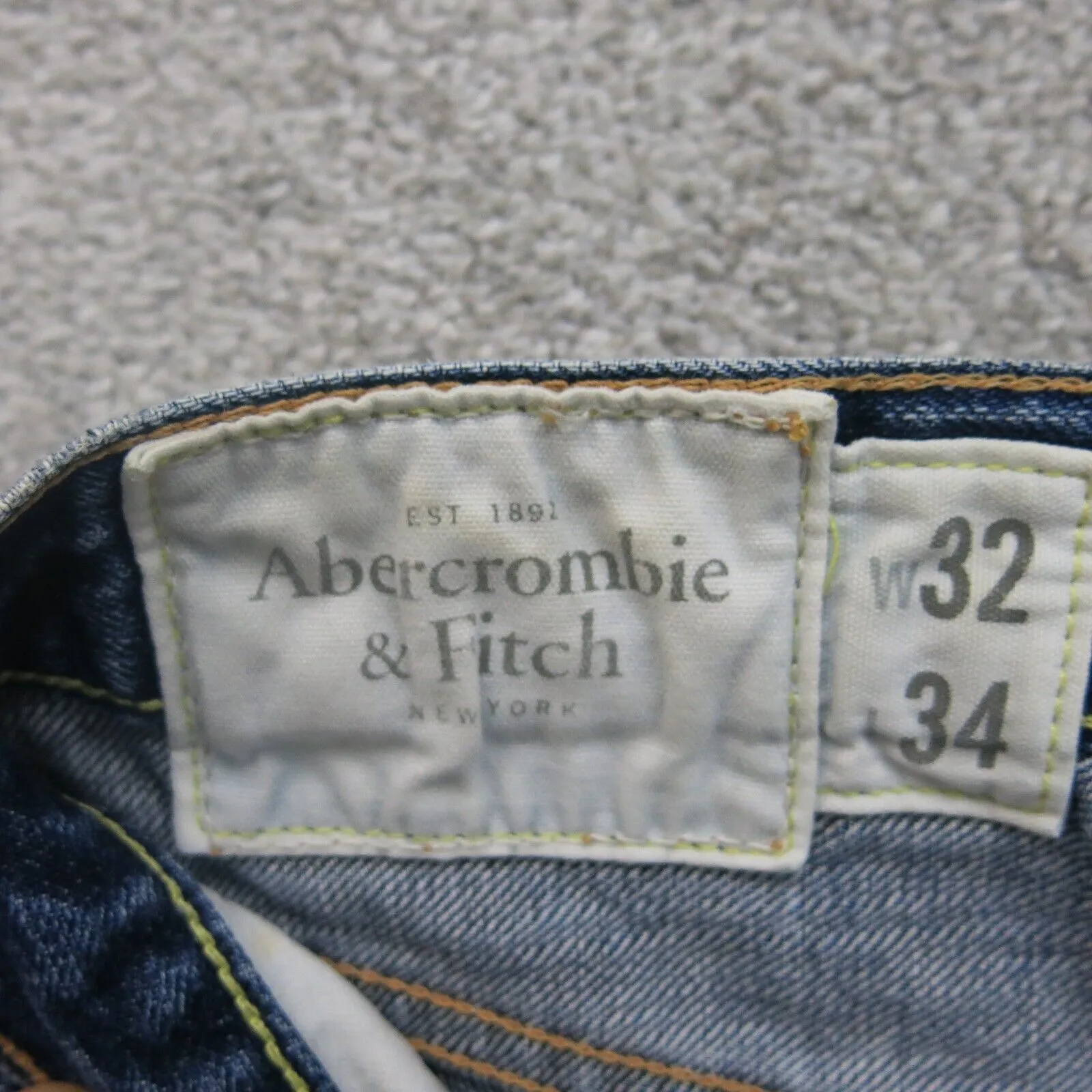 Abercrombie & Fitch Men Jeans Low Bootcut Denim Stretch Mid Rise Blue SZ W32XL34