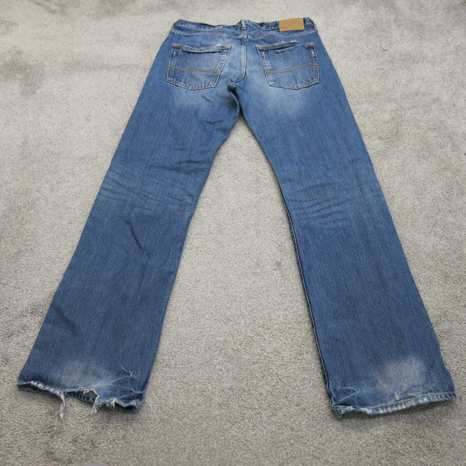 Abercrombie & Fitch Men Jeans Low Bootcut Denim Stretch Mid Rise Blue SZ W32XL34