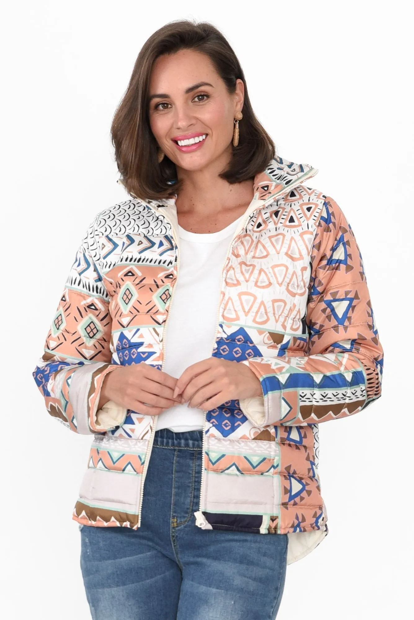 Adonis Pink Aztec Puffer Jacket