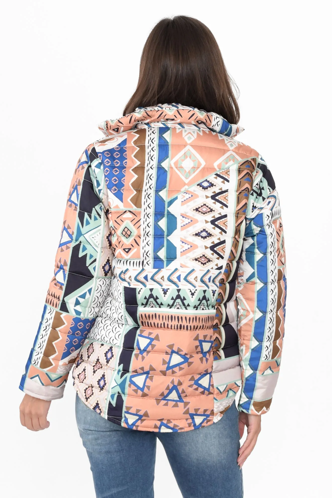 Adonis Pink Aztec Puffer Jacket