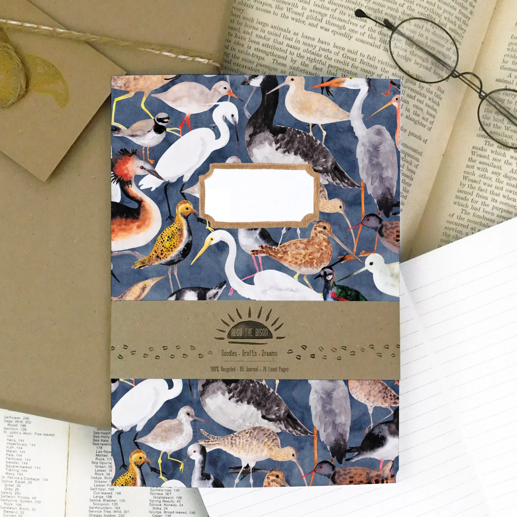 Aestes Wetland Birds Lined Journal