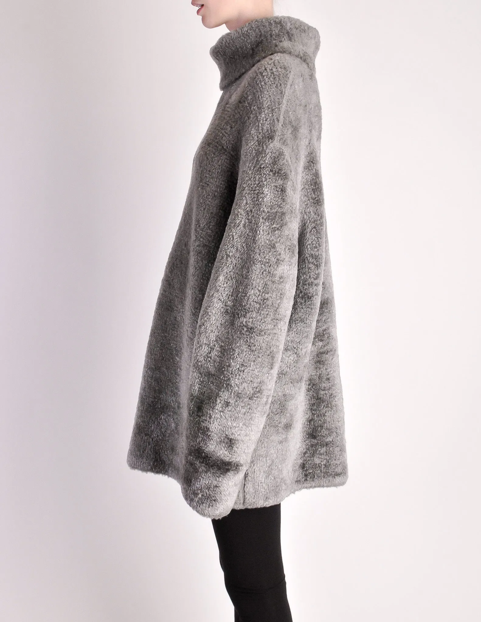 Alaïa Vintage Grey Fuzzy Oversized Turtleneck Sweater