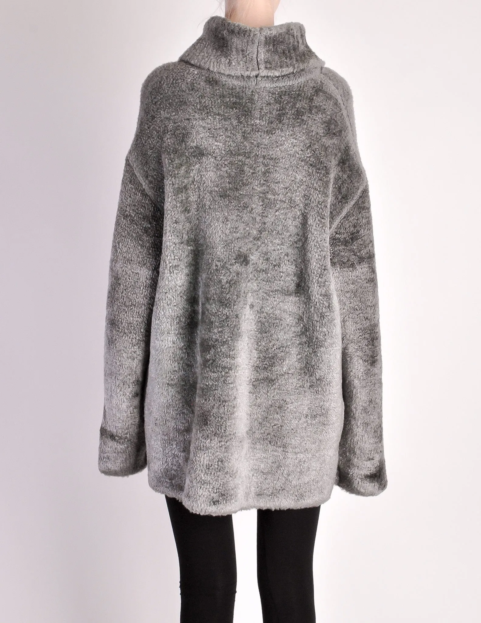 Alaïa Vintage Grey Fuzzy Oversized Turtleneck Sweater