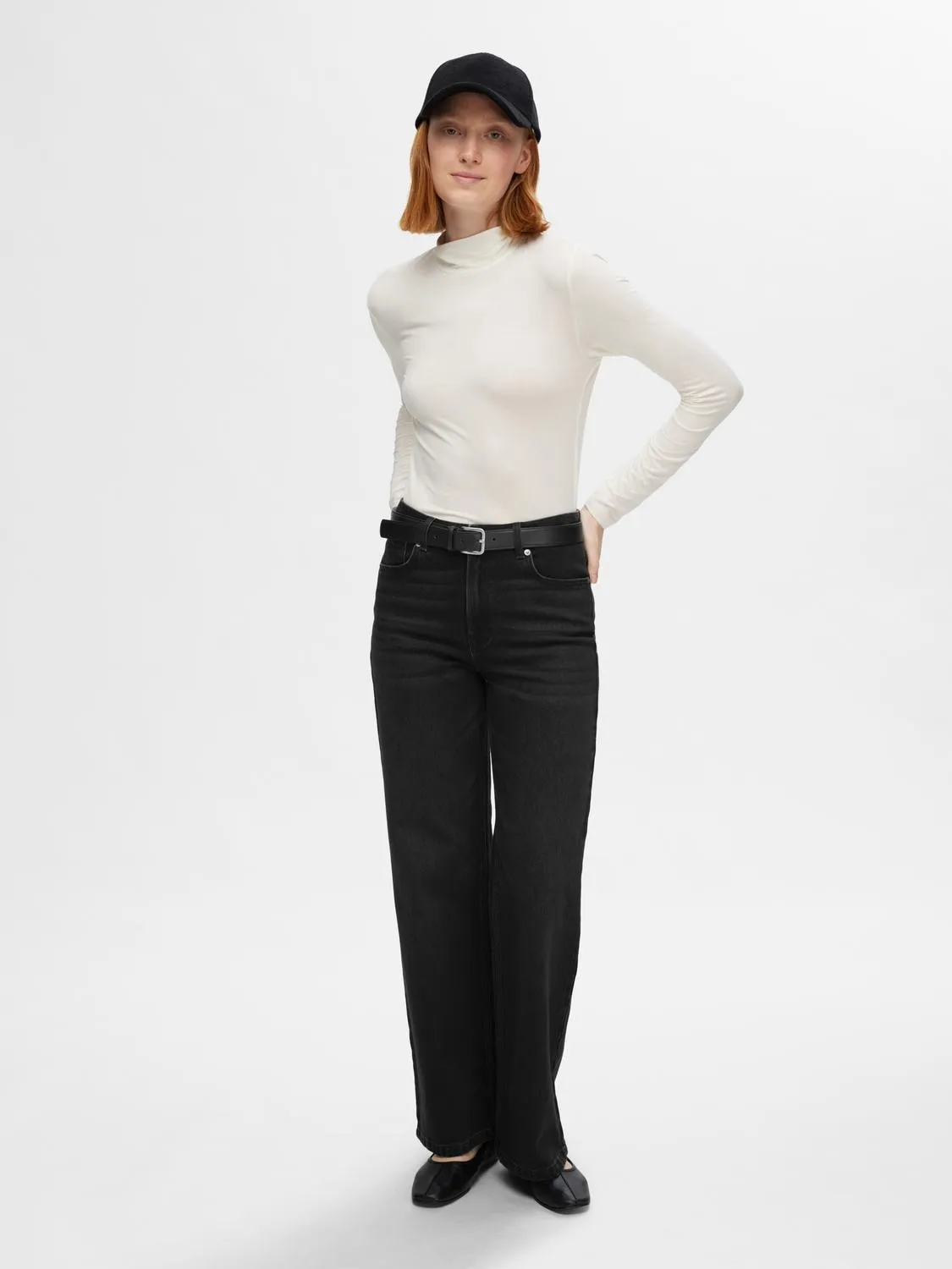 Alice Hw Wide Long Jeans - Black Denim