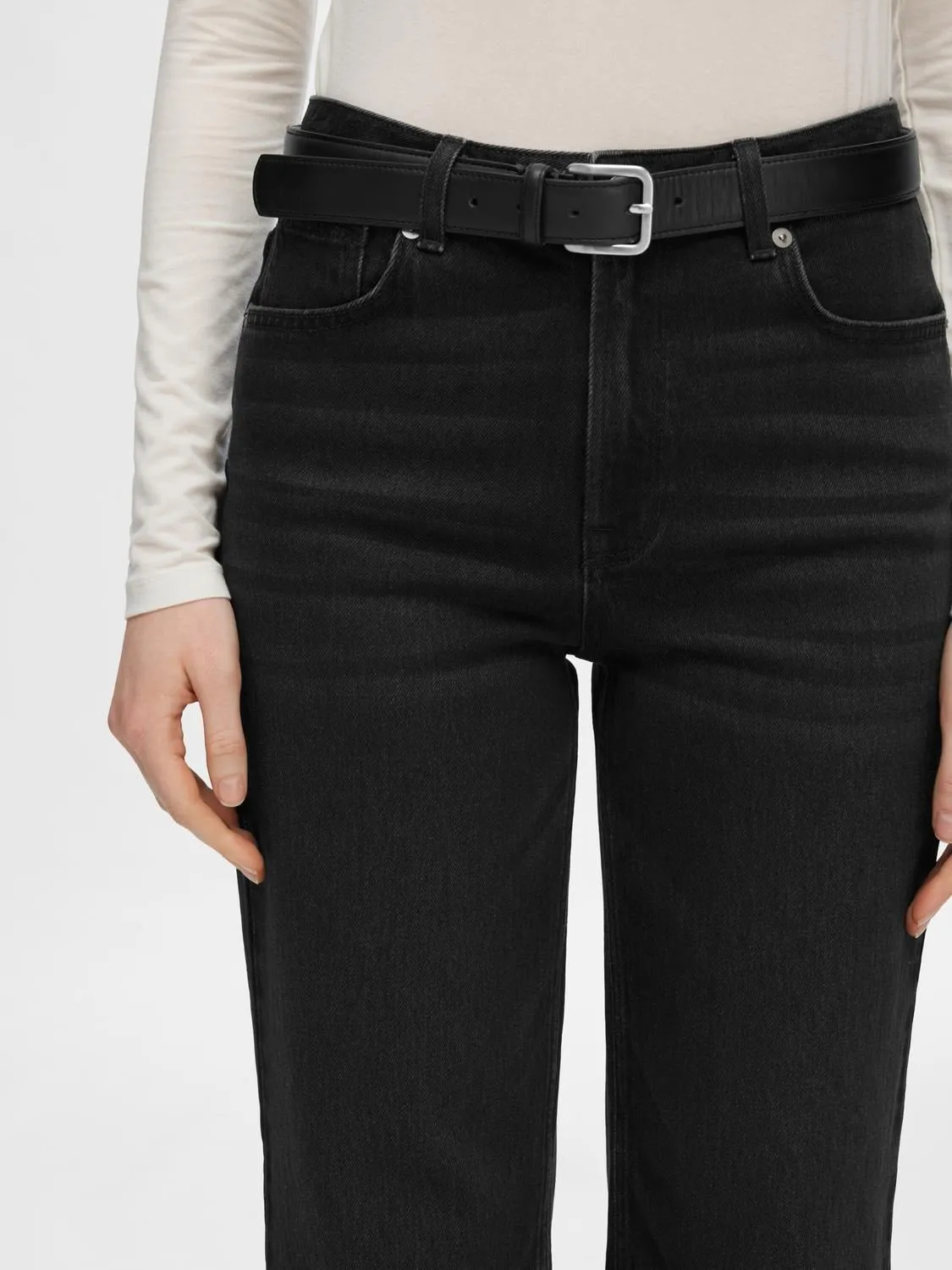 Alice Hw Wide Long Jeans - Black Denim