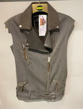 All Saints Gilet Waistcoat Brown Fleck Pockets & Zip Detail UK Size 8