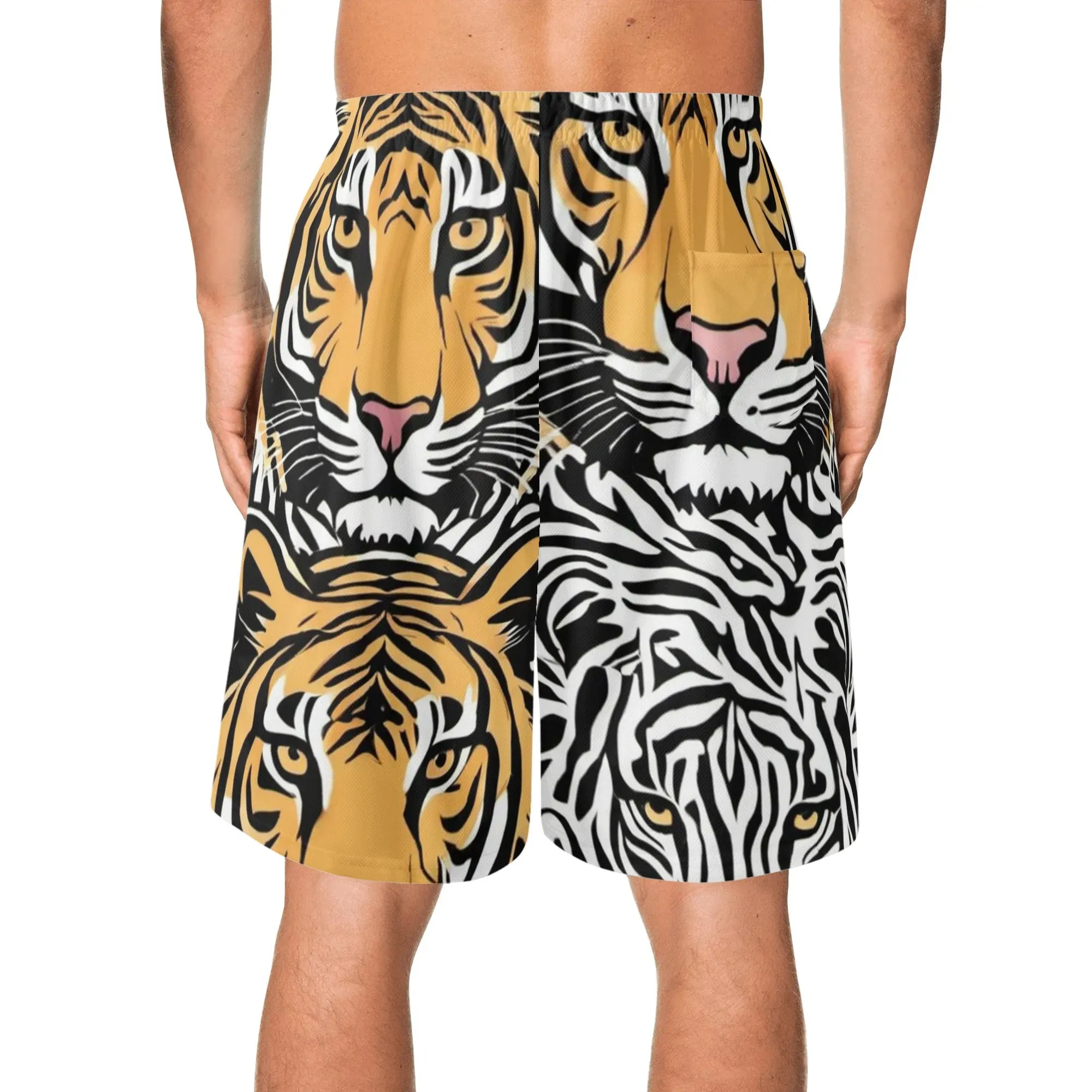 Animal Face Mens Lightweight Hawaiian Beach Shorts