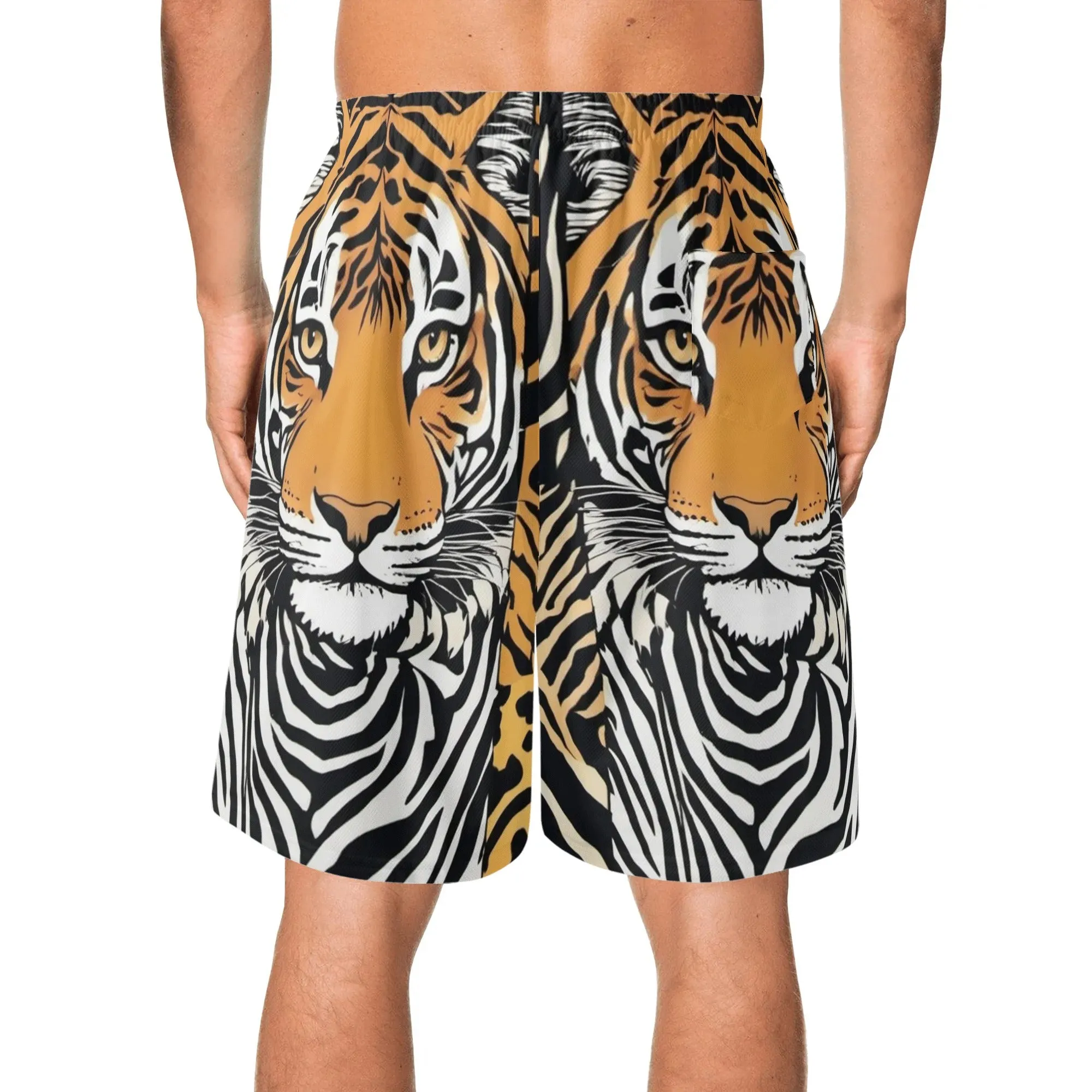 Animal Face Mens Lightweight Hawaiian Beach Shorts