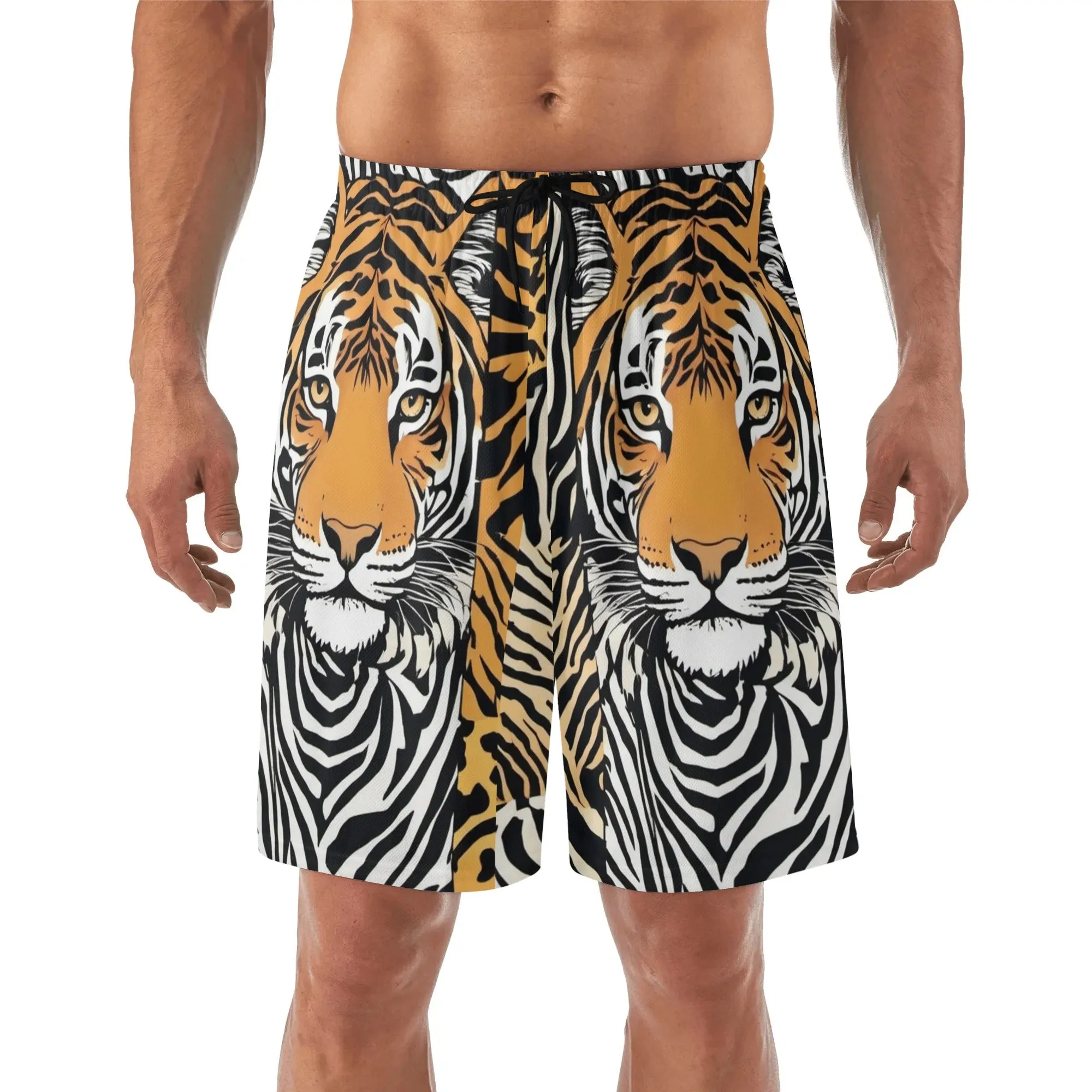 Animal Face Mens Lightweight Hawaiian Beach Shorts