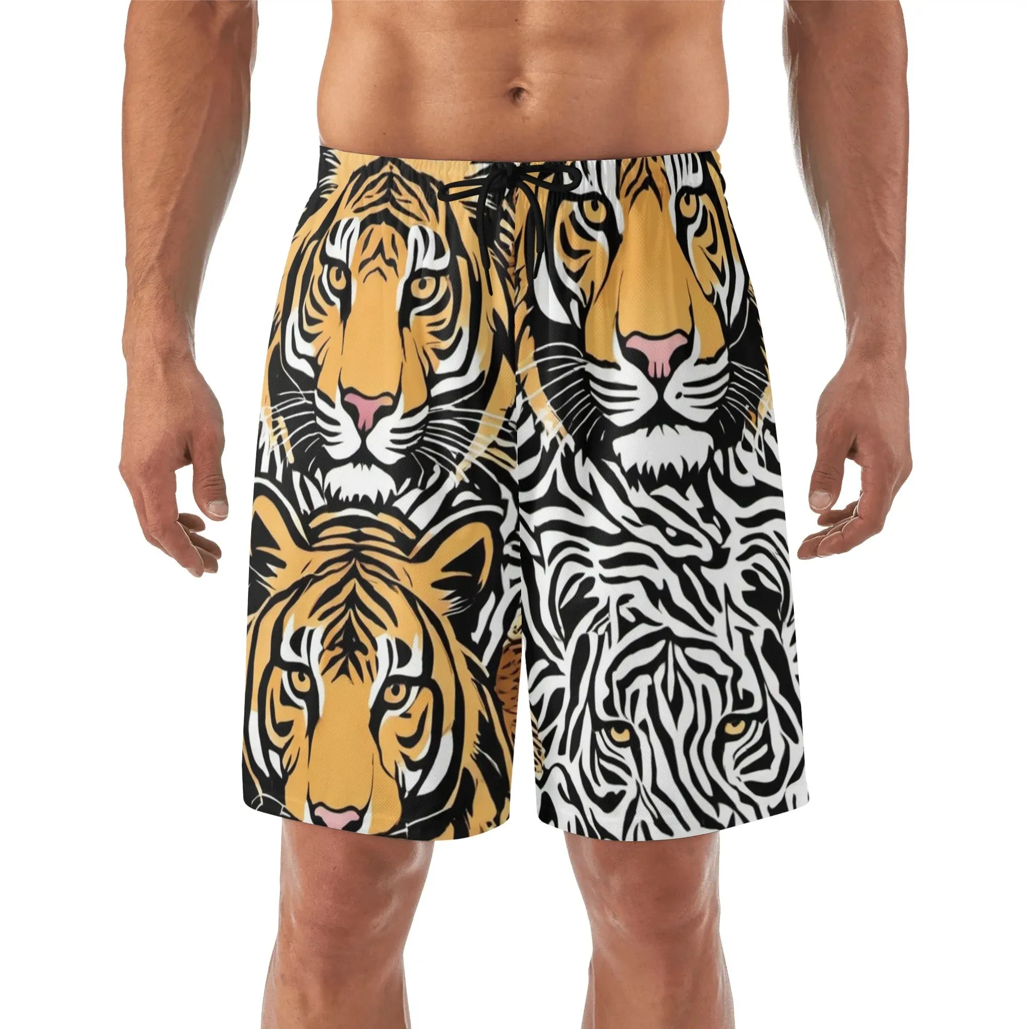 Animal Face Mens Lightweight Hawaiian Beach Shorts