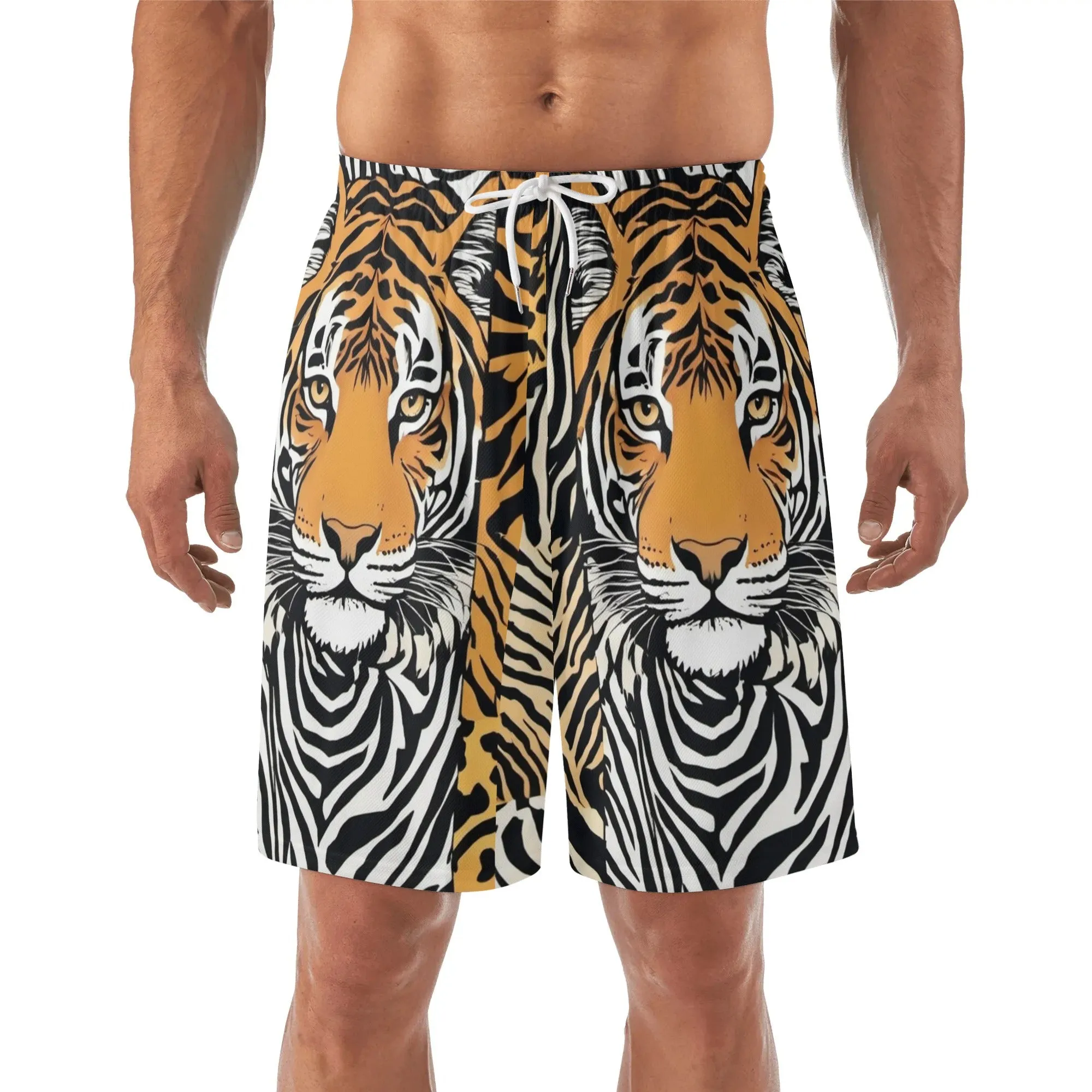 Animal Face Mens Lightweight Hawaiian Beach Shorts