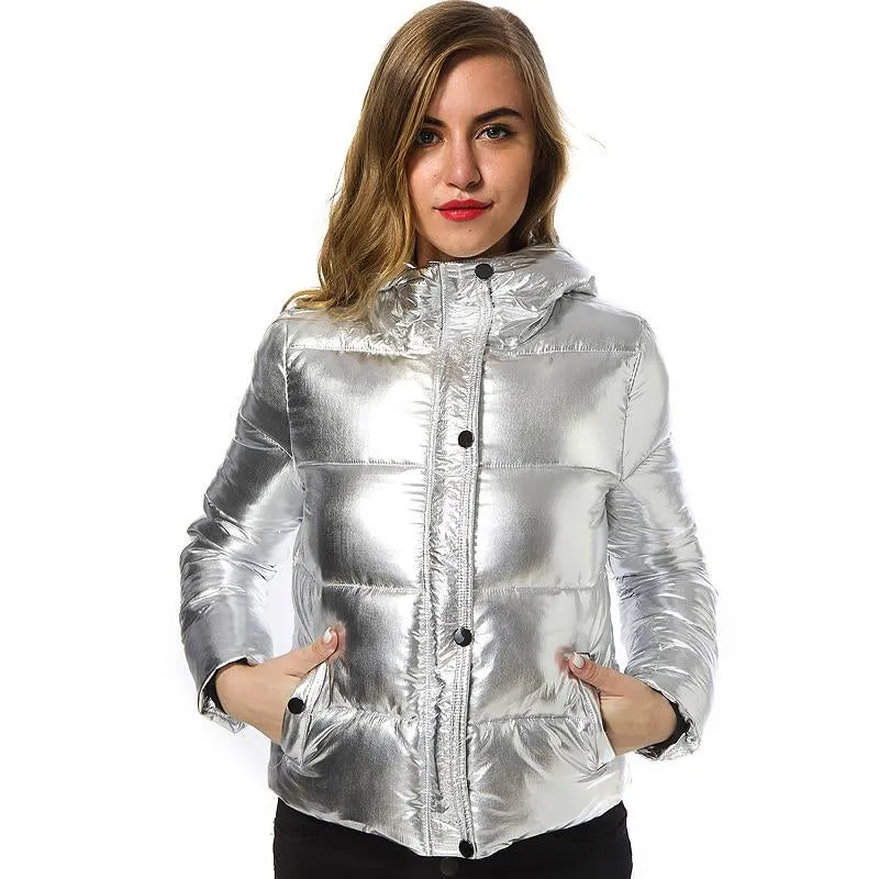 Ashoreshop Ladies Long sleeve Silver Thick Parka Winter Jacket