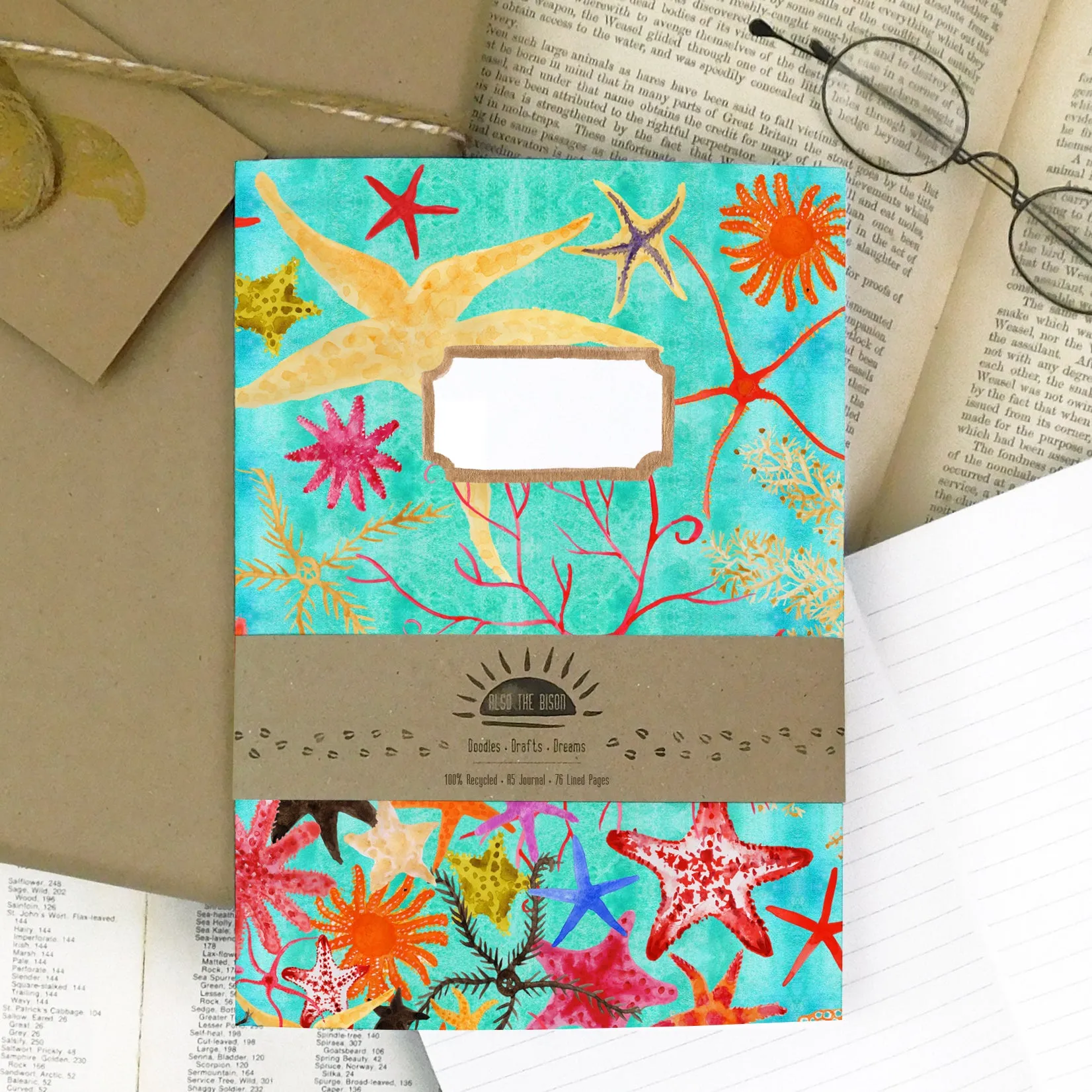 Asterozoa Starfish Print Journal and Notebook Set