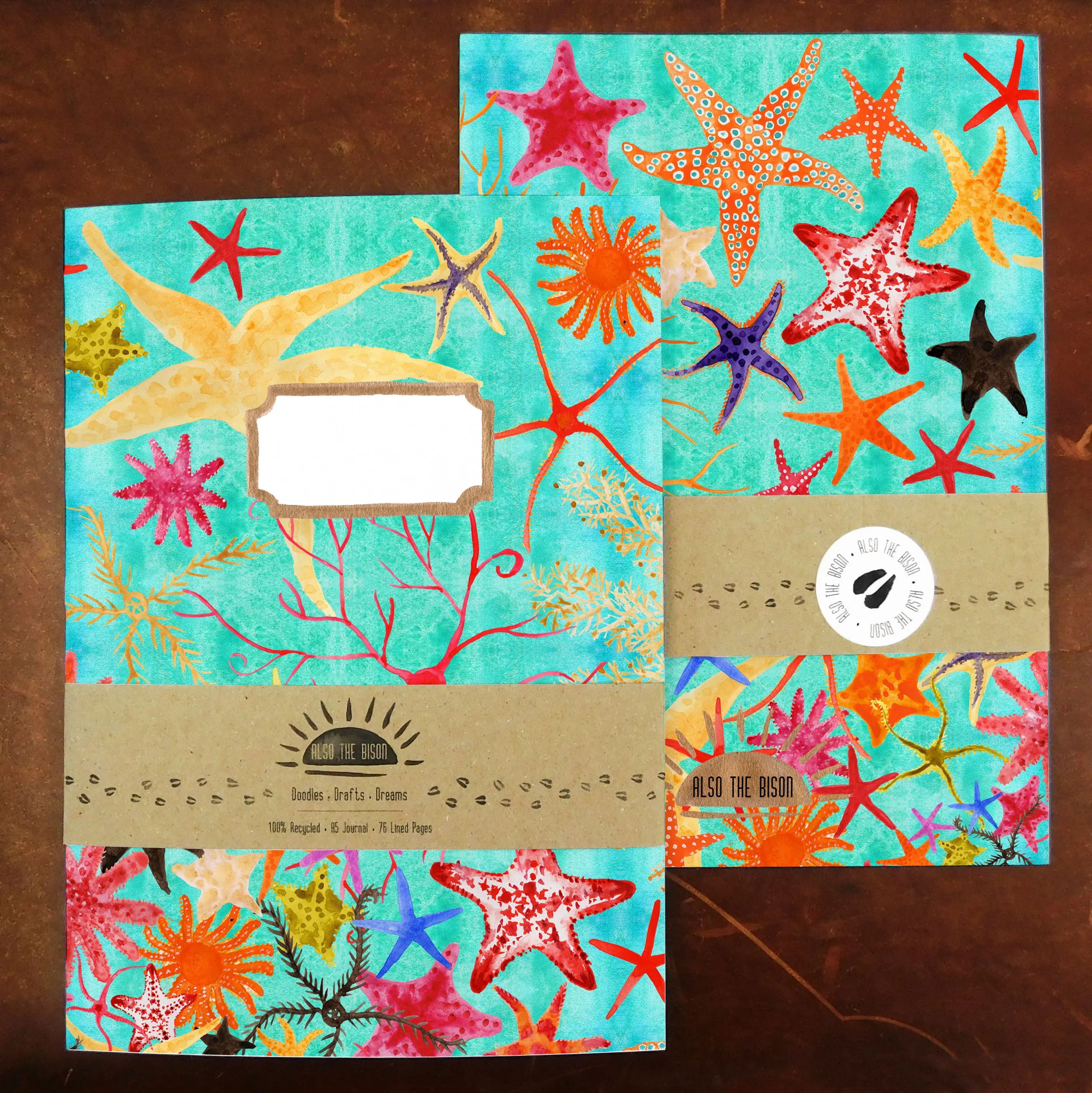 Asterozoa Starfish Print Lined Journal