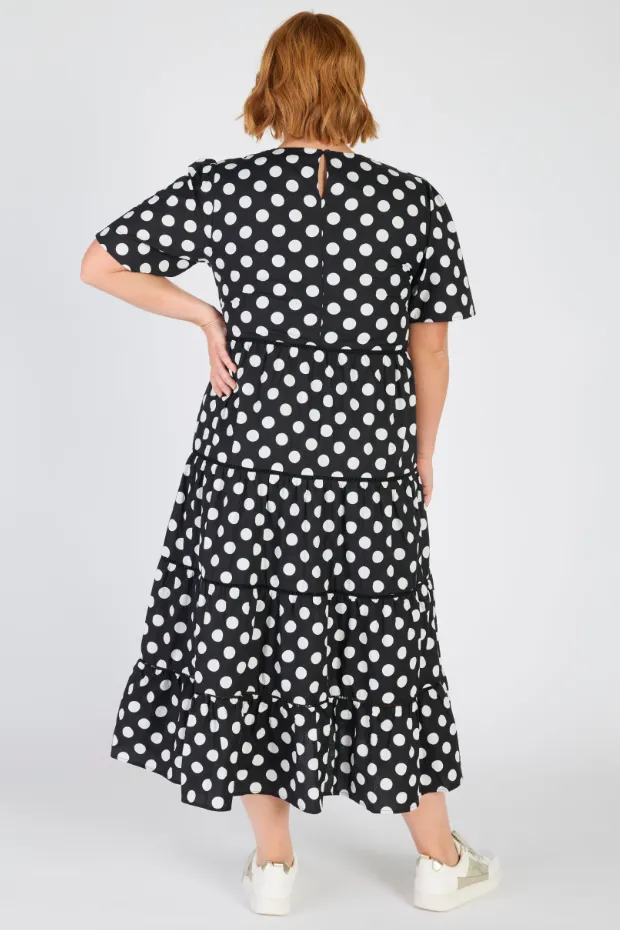 Aurelia Black & White Spots Maxi Dress