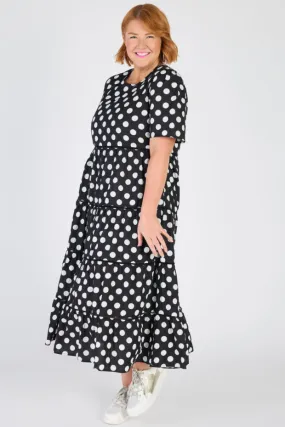 Aurelia Black & White Spots Maxi Dress