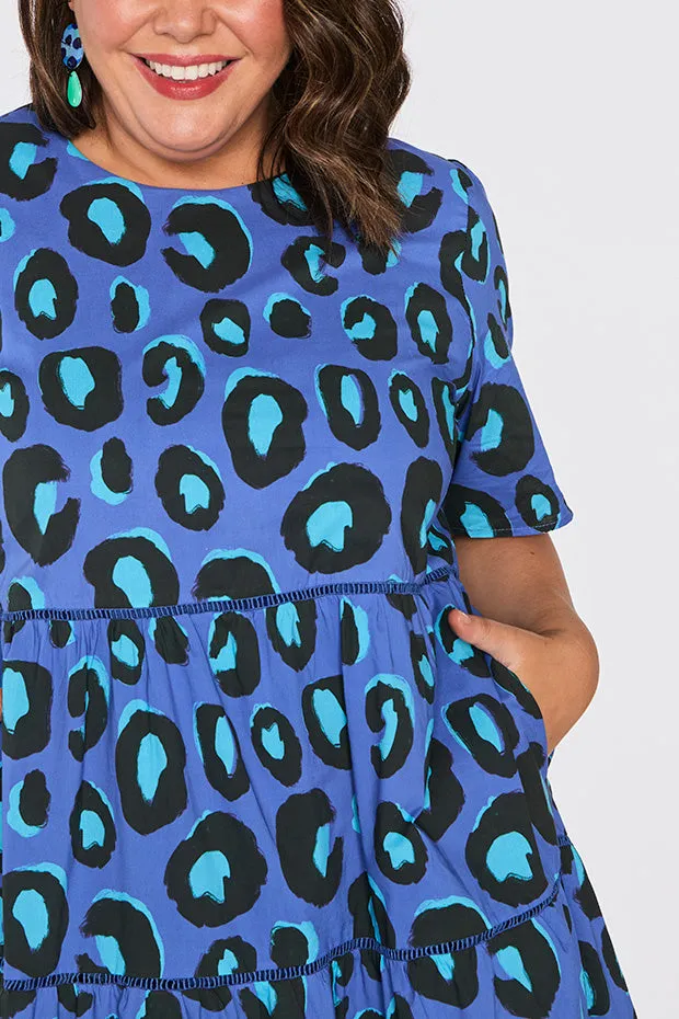 Aurelia Electric Blue Leopard Dress