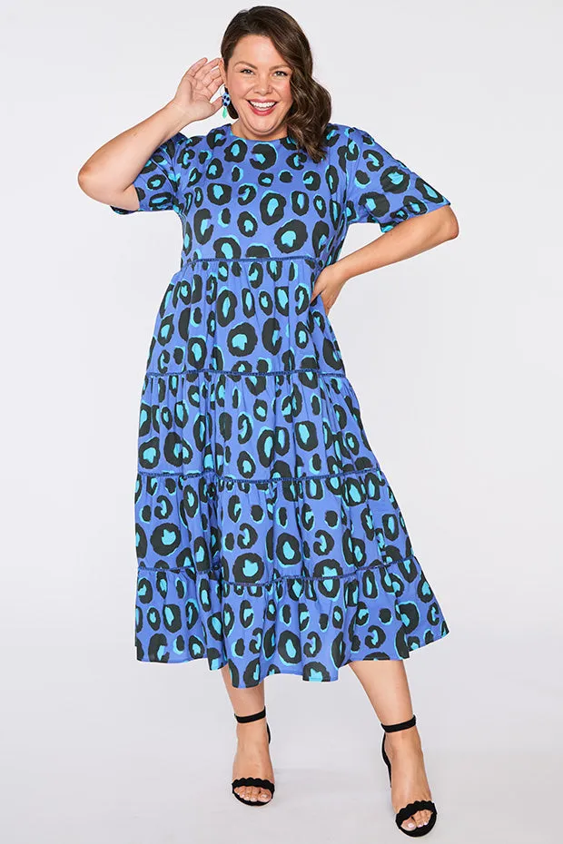 Aurelia Electric Blue Leopard Dress