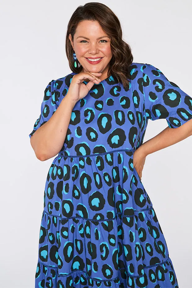 Aurelia Electric Blue Leopard Dress