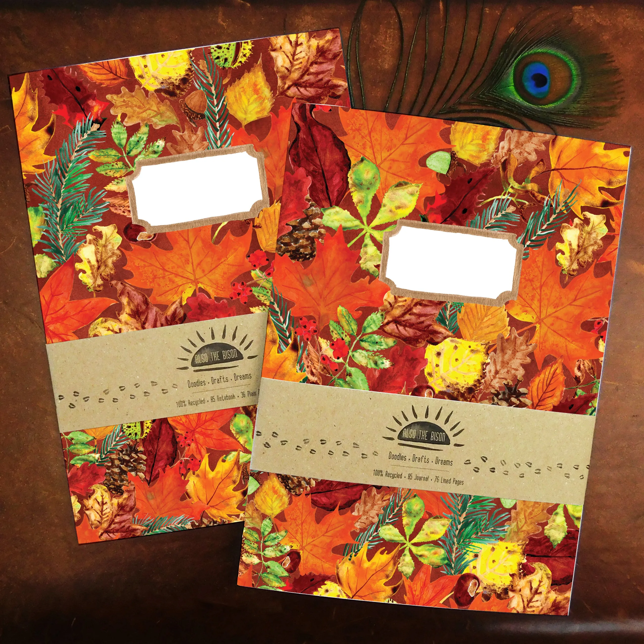 Autumna Fallen Leaf Print Journal and Notebook Set