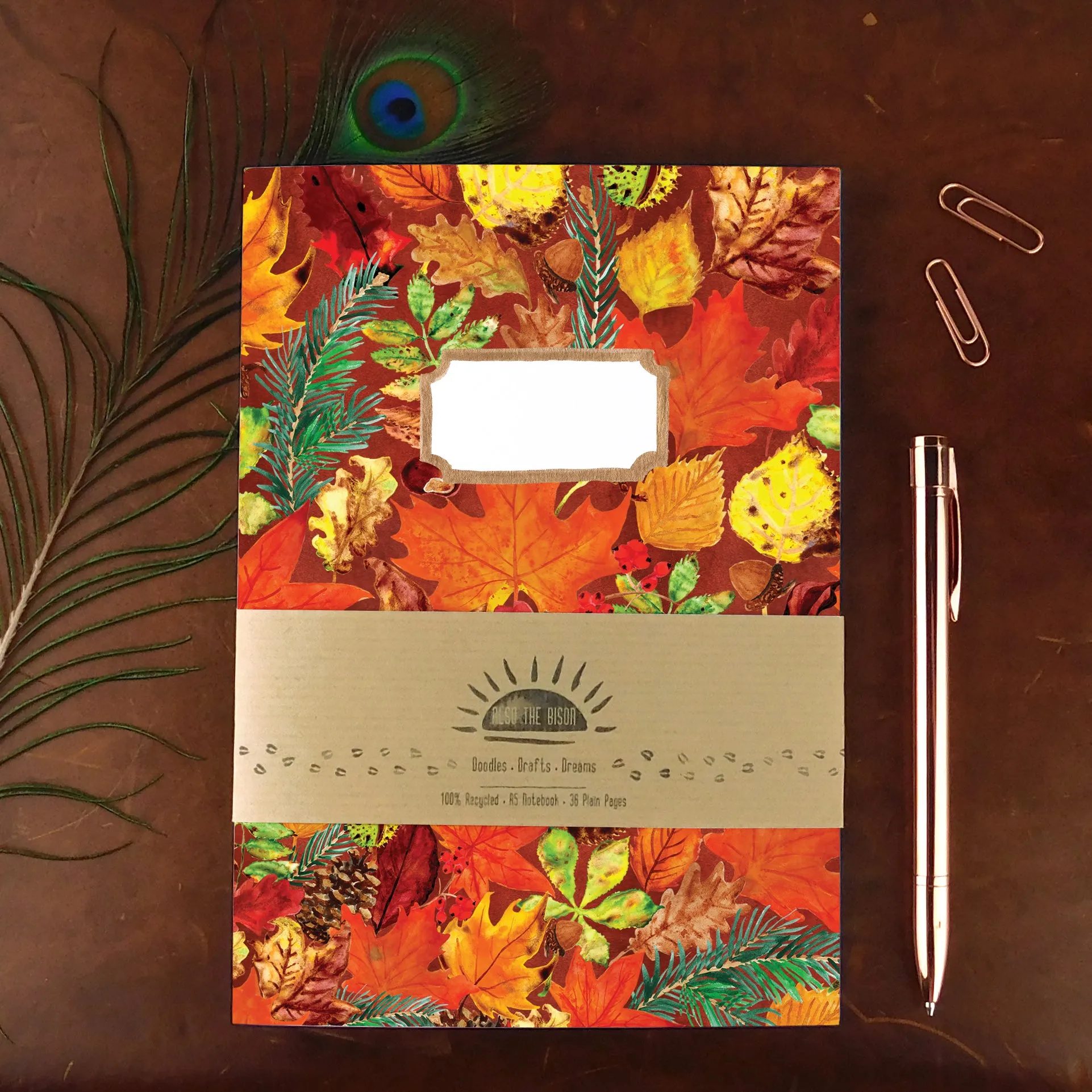 Autumna Fallen Leaf Print Journal and Notebook Set