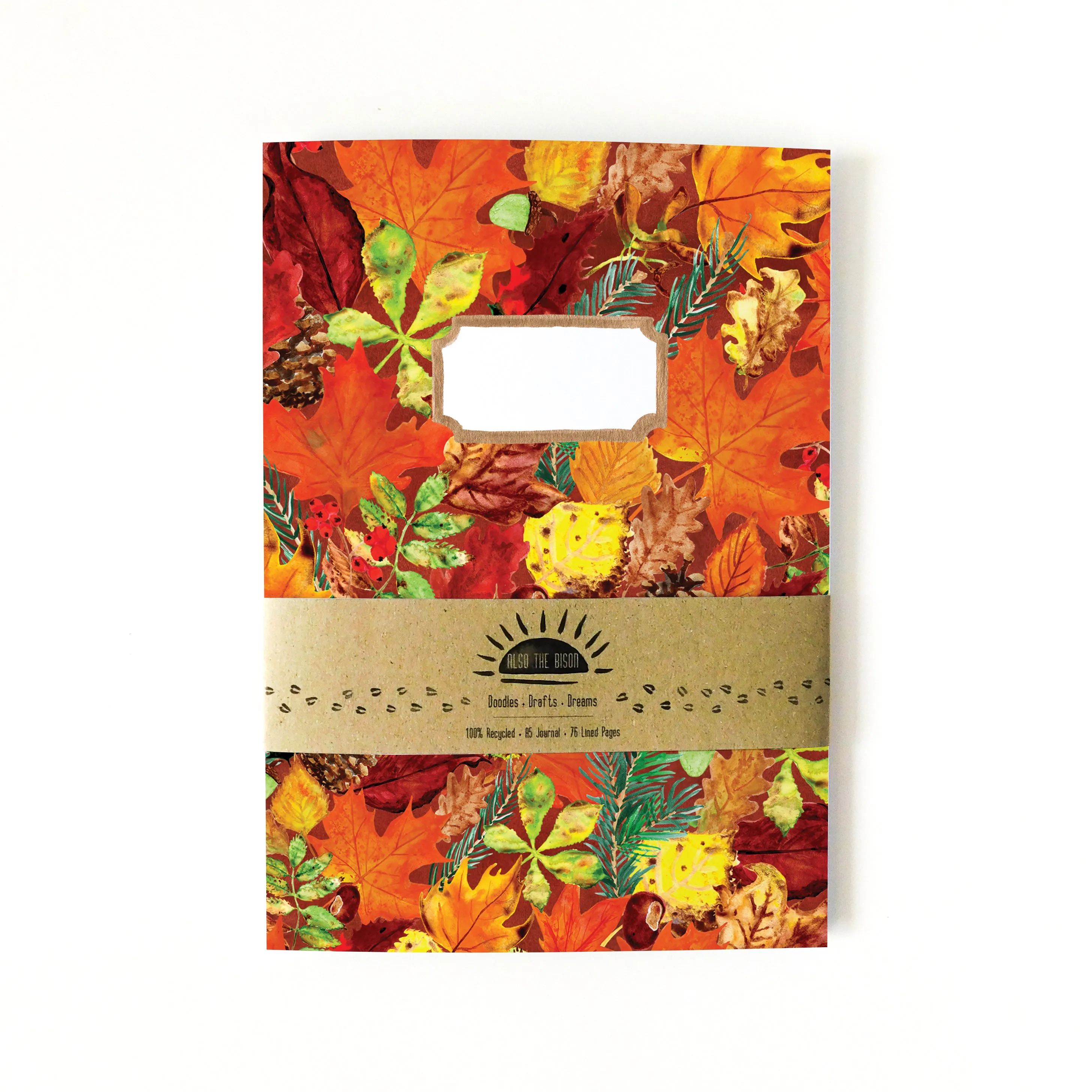 Autumna Fallen Leaf Print Lined Journal