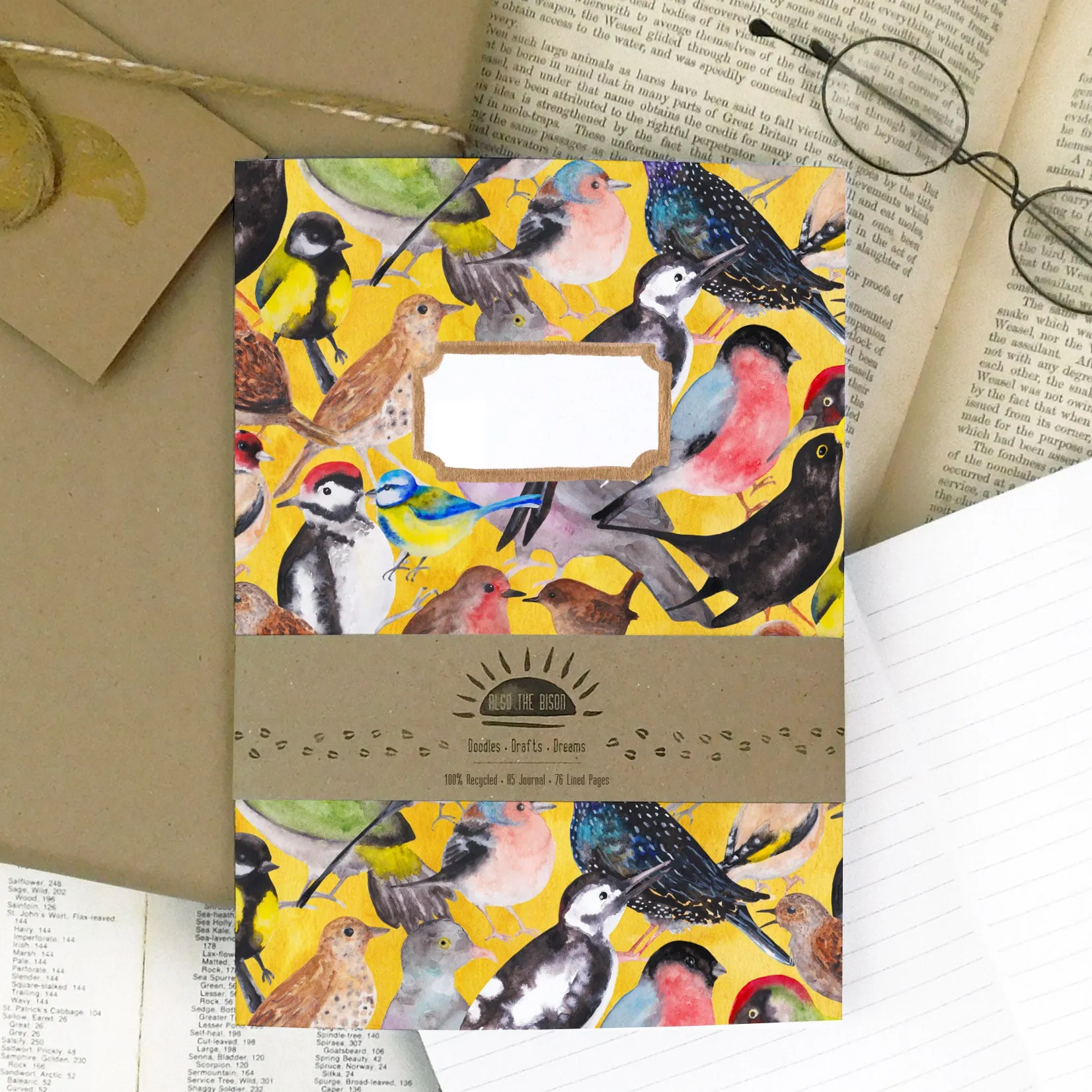 Aves British Garden Birds Lined Journal