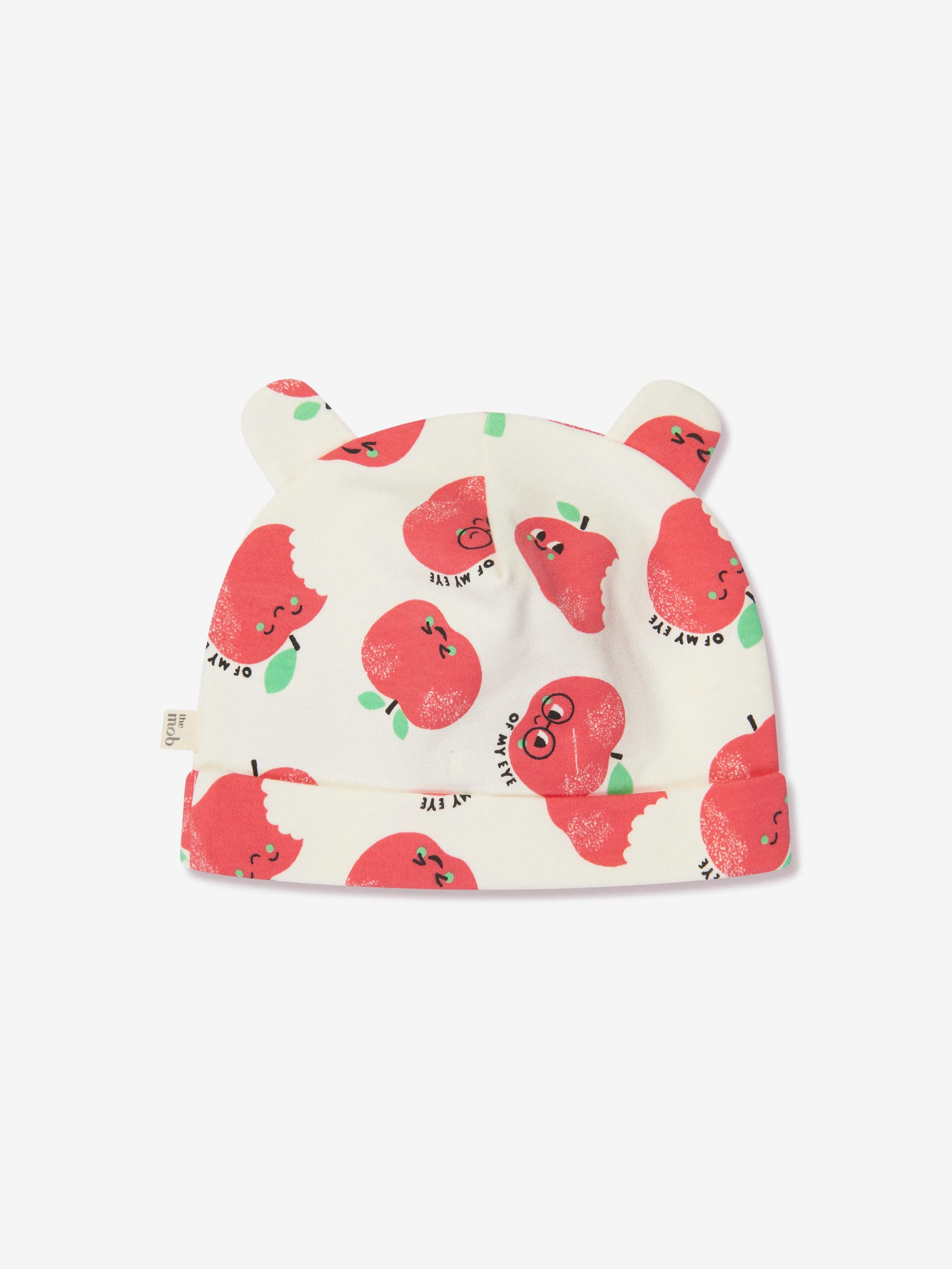 Baby Apple Print Hat With Ears in Red