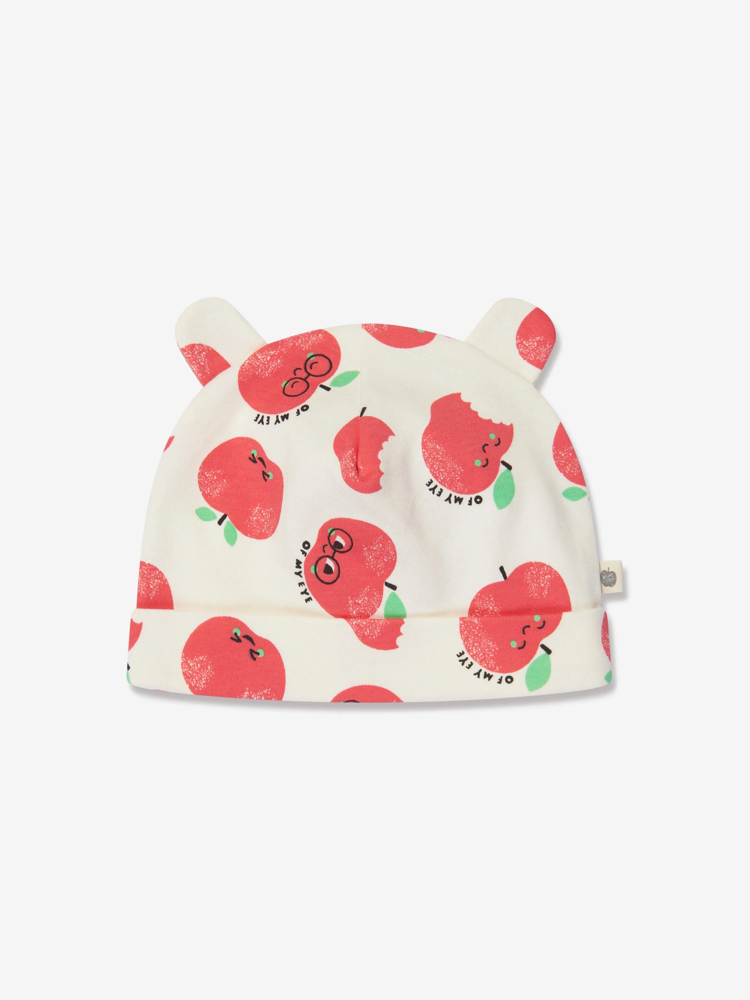 Baby Apple Print Hat With Ears in Red