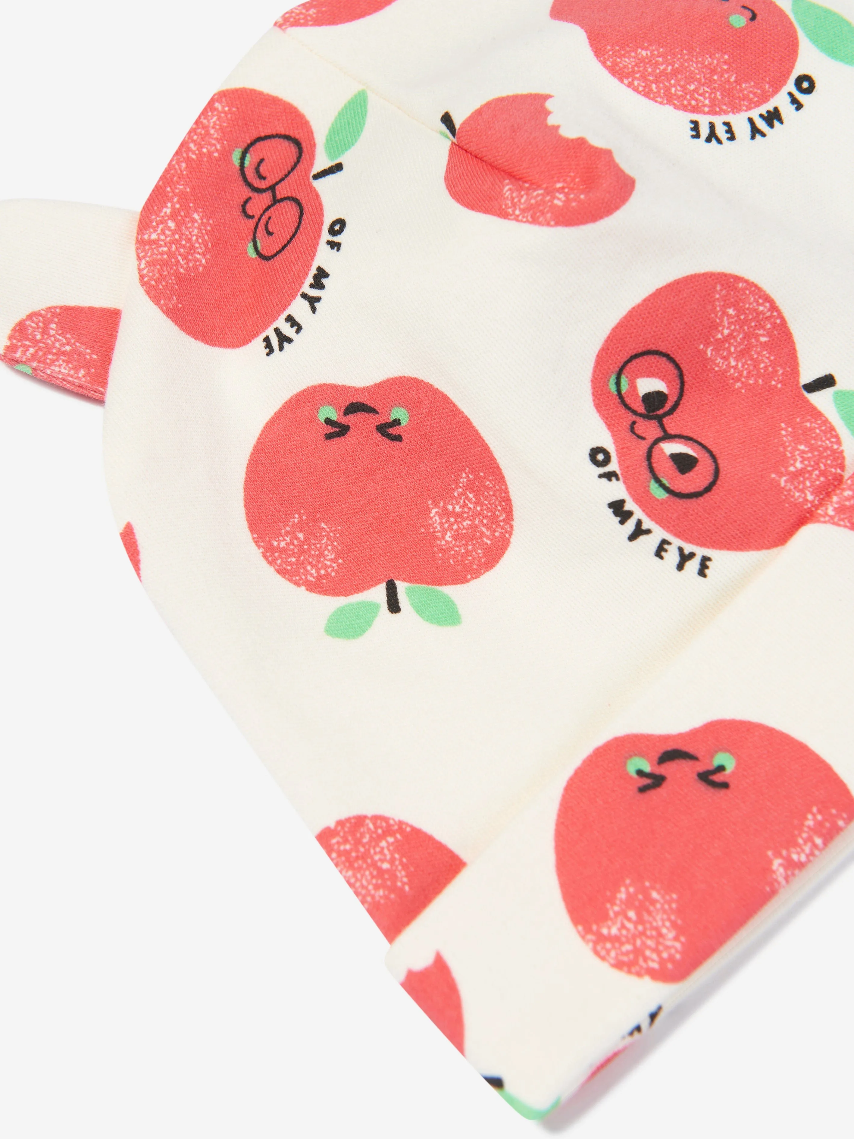 Baby Apple Print Hat With Ears in Red