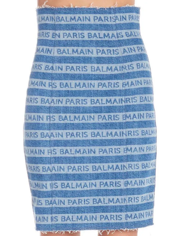 Balmain All Over Logo Pencil Skirt