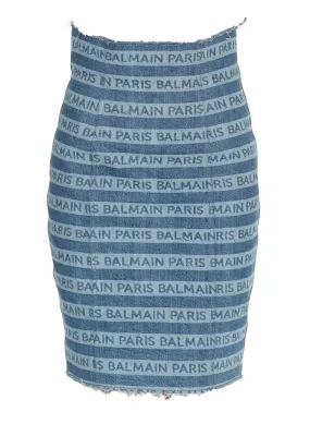 Balmain Stripe Logo Pencil Skirt