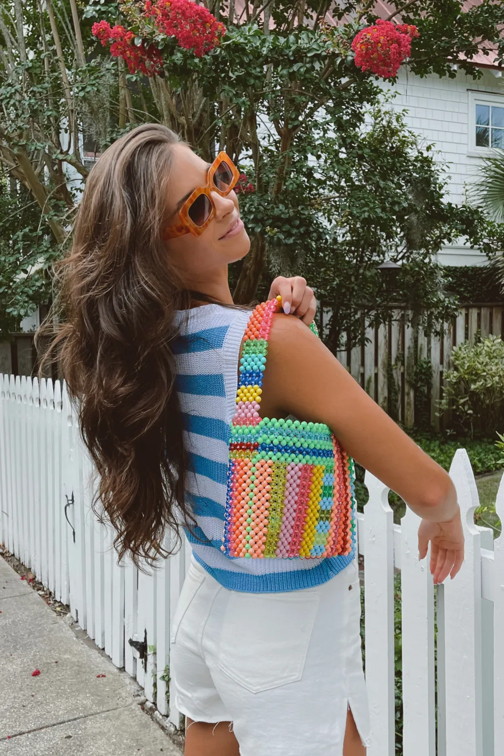 BEACH DAY BLUE STRIPED KNIT TANK