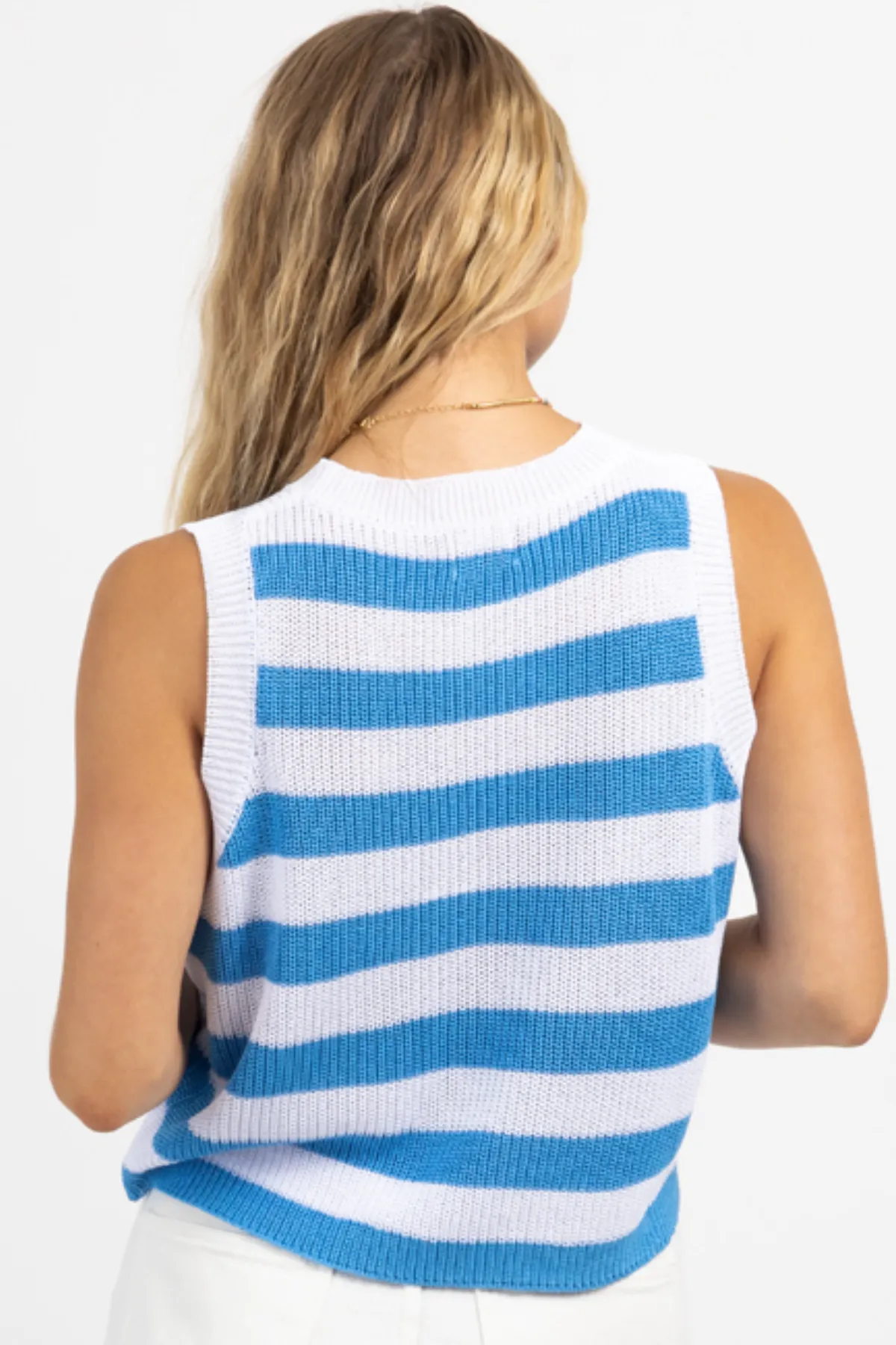 BEACH DAY BLUE STRIPED KNIT TANK