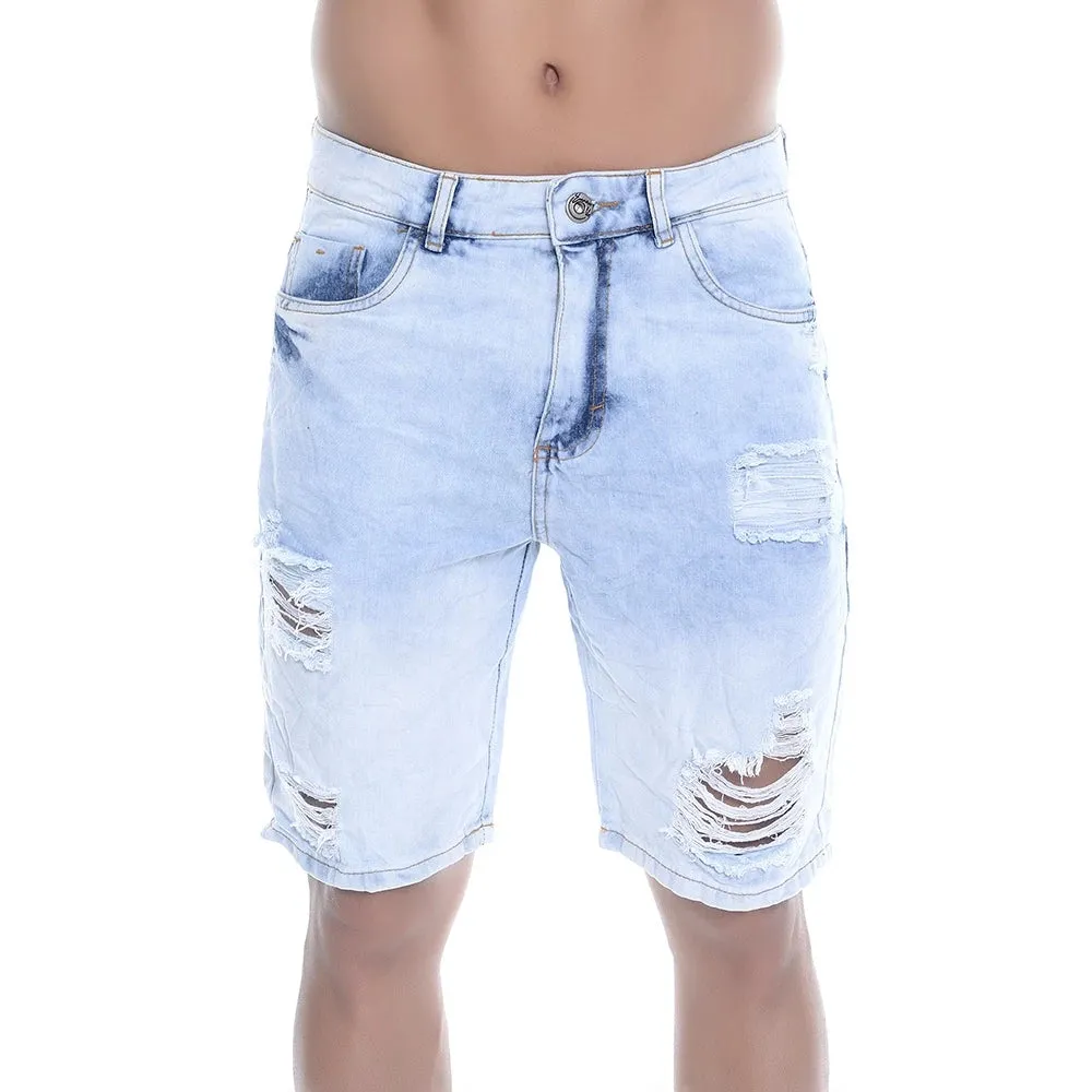 Bermuda Jeans Destroyed Com Detalhe