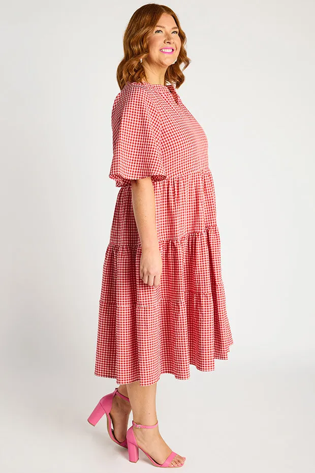 Birdie Gingham Red Dress