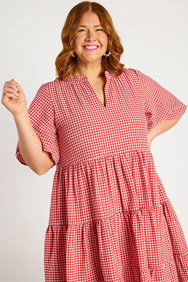 Birdie Gingham Red Dress