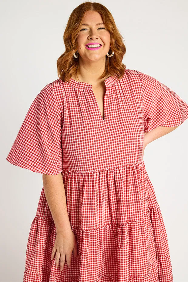 Birdie Gingham Red Dress